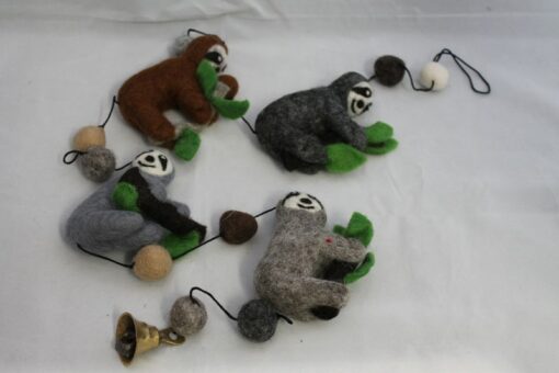 Hanging Felt Sloths with Bell