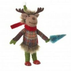Christmas Decoration - Woollen Reindeer in Scarf